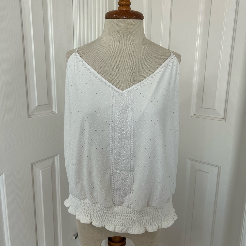 White House Black Market White Eyelet Camisole